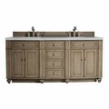 James Martin Vanities Bristol 72in Double Vanity, Whitewashed Walnut w/ 3 CM Eternal Serena Quartz Top 157-V72-WW-3ESR